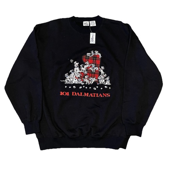 Vintage Other - NWT Vintage 90s 101 Dalmatians Black Crewneck Sweatshirt Large Disney Store